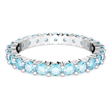 Matrix ring, Round cut, Blue, Rhodium plated - Swarovski, 5664428