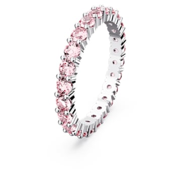 Matrix ring, Round cut, Pink, Rhodium plated - Swarovski, 5664430