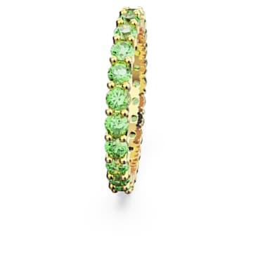 Matrix ring, Round cut, Green, Gold-tone plated - Swarovski, 5664433