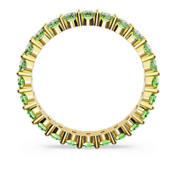 Matrix ring, Round cut, Green, Gold-tone plated - Swarovski, 5664433