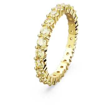 Matrix ring, Round cut, Yellow, Gold-tone plated - Swarovski, 5664435