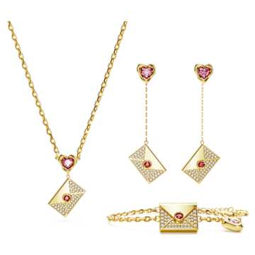 Swan ドロップピアス, パヴェ, スワン, ピンク | Swarovski