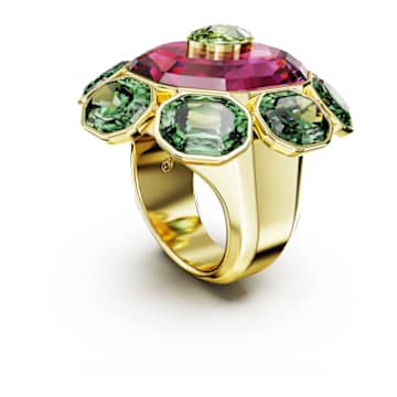 Chroma cocktail ring, Mixed cuts, Multicolored, Gold-tone plated - Swarovski, 5666203