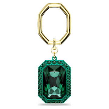 Key ring Octagon cut Green Mixed metal finish Swarovski