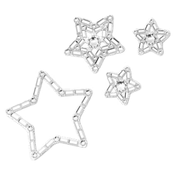 Body jewel, Set (4), Star, White Swarovski