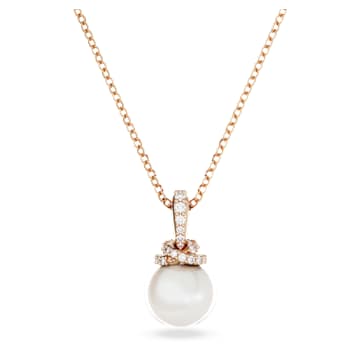 スワロフスキー Originally pendant, Crystal pearl, White, 18K rose gold finish