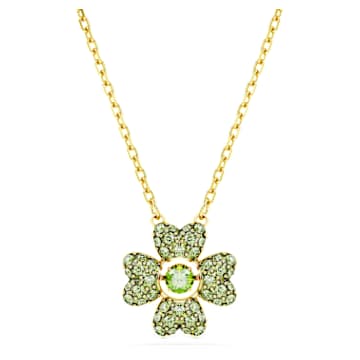 Swarovski Idyllia pendant Clover Green Gold tone plated