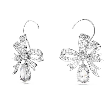 Volta Ohrclips, Schleife, Weiß, Rhodiniert - Swarovski, 5673117