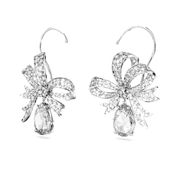 Klipsy Volta, Kokarda, Białe, Powłoka z rodu - Swarovski, 5673117