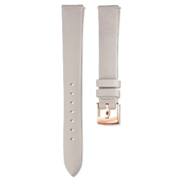 14mm watch strap, Leather, Gray, Rose gold-tone finish - Swarovski, 5674152