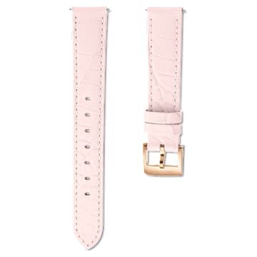 Uhrenarmband, 15 mm Breite, Leder mit Ziernähten, Rosa  