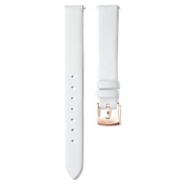 14mm watch strap, Leather, White, Rose gold-tone finish - Swarovski, 5674178