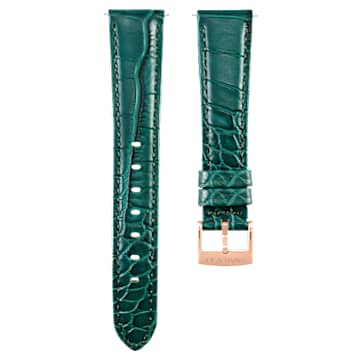 Bracelet Montre 18mm Tissu Vert Et Cuir Marron - Tressé Et Doublé - Fabrication Artisanale
