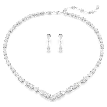 Collier Blanc Avec Strass Sur Métal Argenté - Garanti Sans Nickel, Avec Chaîne De Sécurité, Neuf étiqueté