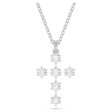 Insigne pendant, Pavé, Cross, White, Rhodium plated | Swarovski