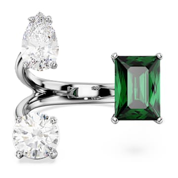 Bague ouverte Mesmera Tailles variees Verte Finition argentee Swarovski