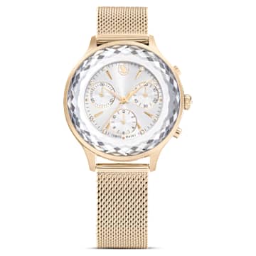 Nova chrono watch, Swiss Made, Metal bracelet, Gold tone