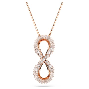 Hyperbola pendant Infinity White Rose gold tone plated Swarovski