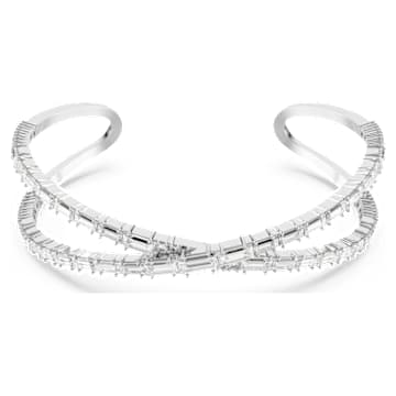 Hyperbola cuff, Infinity, White, Rhodium plated | Swarovski