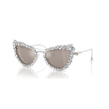2 in 1 clip-on sunglasses, Statement, Cat-eye shape, SK7011, White