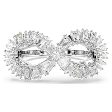 Hyperbola cocktail ring, Infinity, White, Rhodium plated