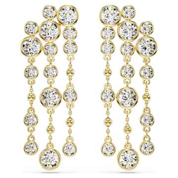 Imber drop earrings, Round cut, White, Mixed metal finish