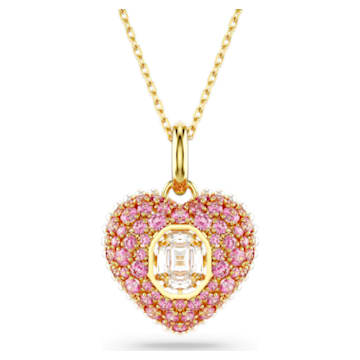 Sterling Silver Swarovski Elements Two Tone Heart Pendant Necklace, Antique  Pink, 18