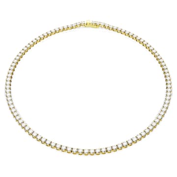 Collier Matrix Tennis, Taille ronde, Blanc, Placage de ton or par SWAROVSKI