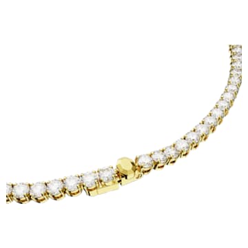 Matrix Tennis necklace, Round cut, Small, White, Gold-tone plated - Swarovski, 5681795