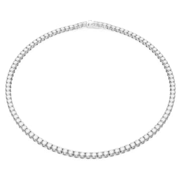 Matrix Tennis necklace, Round cut, White, Rhodium plated
