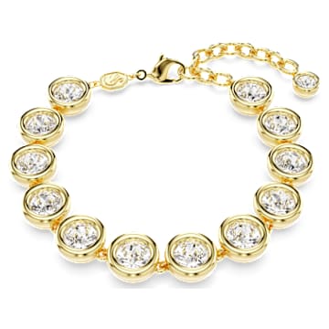 Imber Tennis bracelet, Round cut, White, Gold-tone plated Imber Tennis bracelet, Round cut, White, Gold-tone plated