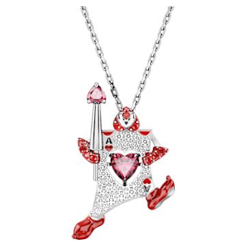 Birthstone pendant, Square cut, January, Red, Rhodium plated Birthstone pendant, Square cut, January, Red, Rhodium plated