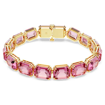 Millenia Tennis bracelet, Octagon cut, Pink, Gold-tone plated | Swarovski