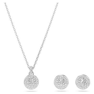 Una set, Mixed cuts, White, Rhodium plated | Swarovski