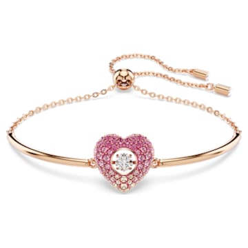 Hyperbola bangle, Heart, Pink, Rose gold-tone plated