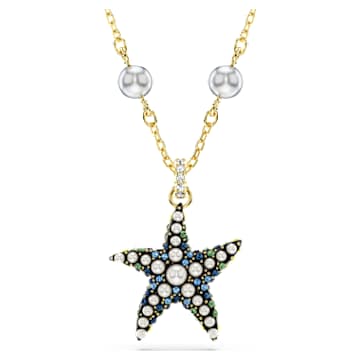 Idyllia pendant, Crystal pearls, Starfish, Multicolored