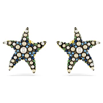 Idyllia stud earrings, Crystal pearl, Starfish, Small