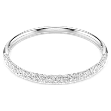 Sublima bangle, Snow pavé, White, Rhodium plated | Swarovski