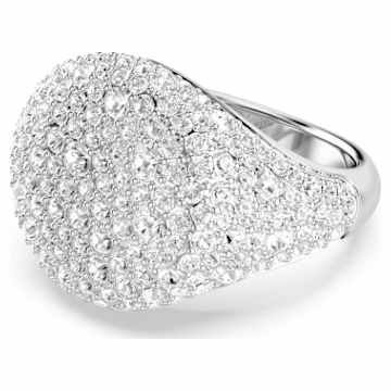 Luna cocktail ring, Moon, White, Rhodium plated | Swarovski