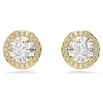 Una Angelic スタッドピアス, ラウンドカット, パヴェ, ホワイト, 18K