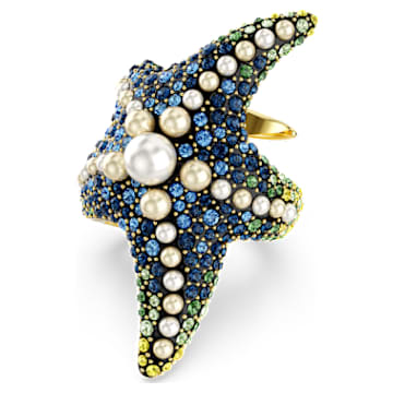 Idyllia cocktail ring, Crystal pearls, Starfish