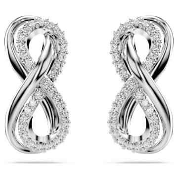 Cercei stud Hyperbola, Infinit, Albi, Placat cu rodiu | Swarovski