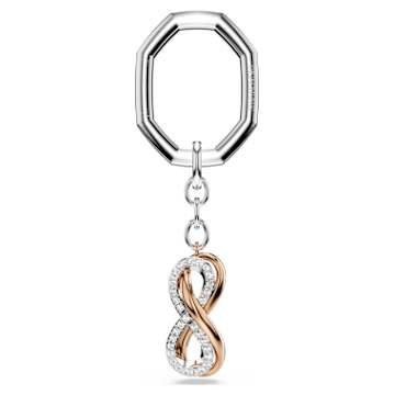 Infinite bag charm, Infinity and heart, White, Mixed metal