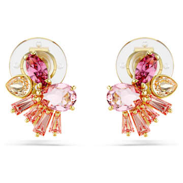 Boucles D'oreilles Clips D'Orlan Pierres Roses - Doré - Vintage