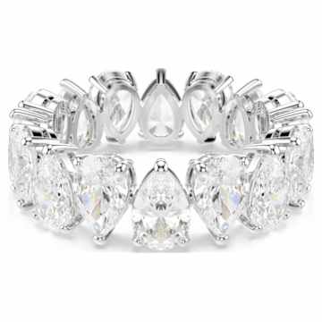 Matrix Vittore ring, Drop cut, White, Rhodium plated | Swarovski