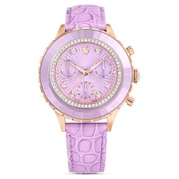 Octea lux sport watch, Swiss Made, Metal bracelet, Purple