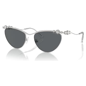 Sunglasses, Oval shape, SK7017, Silver tone | Swarovski