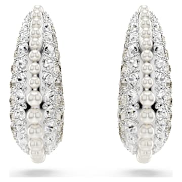 Sublima drop earrings, Crystal pearl, Round cut, Small