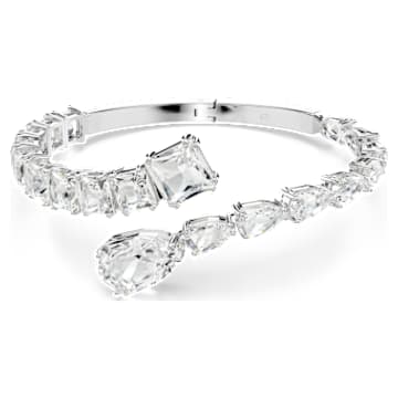 Matrix cuff, Mixed cuts, White, Rhodium plated | Swarovski Matrix cuff, Mixed cuts, White, Rhodium plated | Swarovski