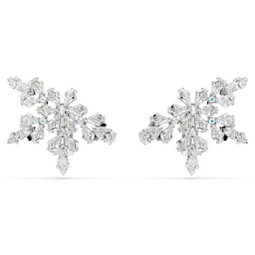 Idyllia clip earrings Mixed cuts Half snowflake White Rhodium plated